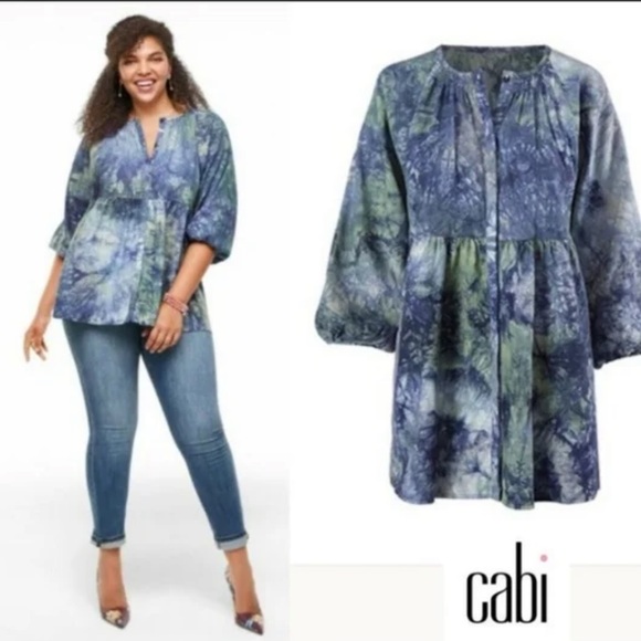 Cabi Linen oversized button down babydoll top - Woodstock - Picture 2 of 12